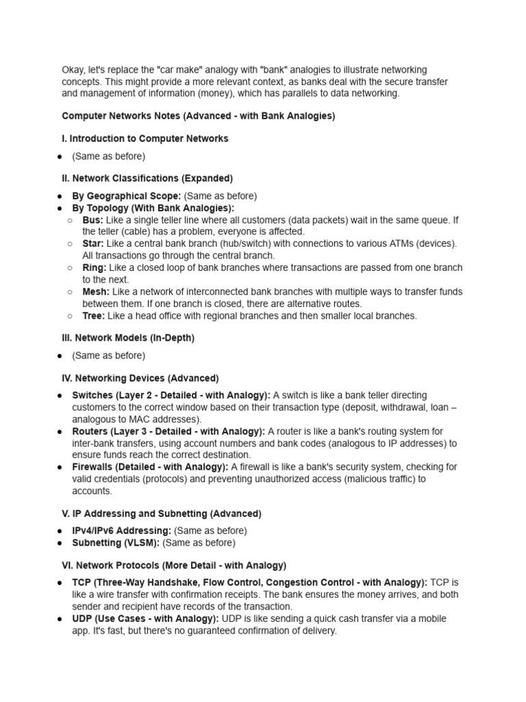 Networking Concepts Explained with Banks | PDF | Computer Network ...