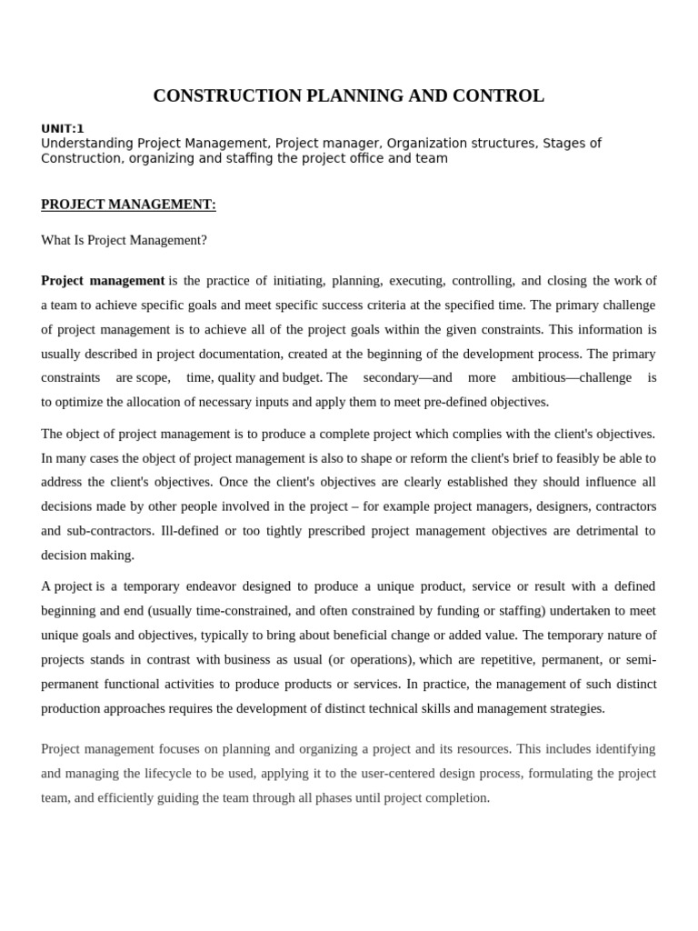 Construction Project Management Guide | PDF | Project Management ...