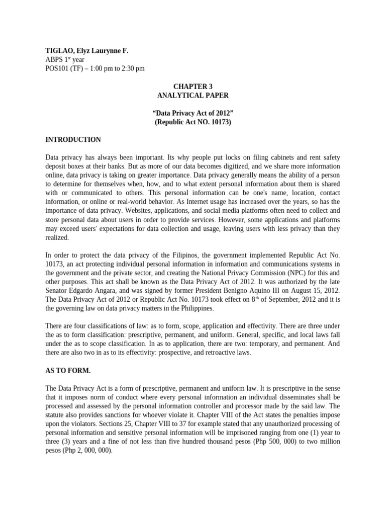 Overview of the Data Privacy Act 2012 | PDF | Privacy | Justice