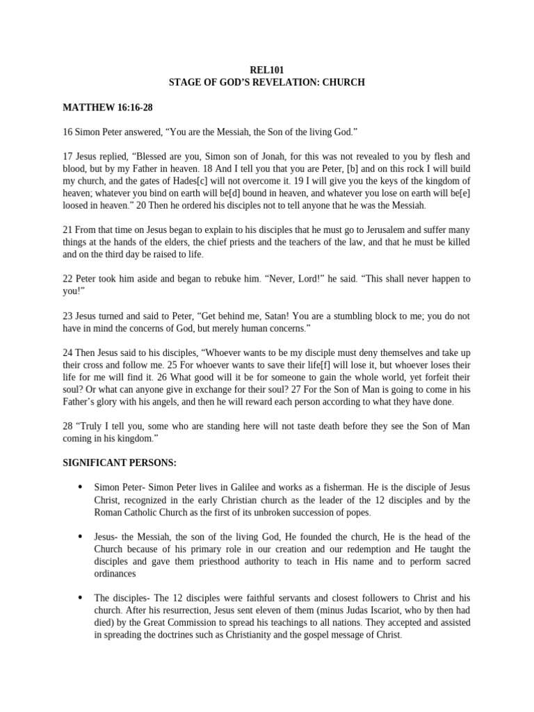 Stage of God's Revelation | PDF | Jesus | Saint Peter