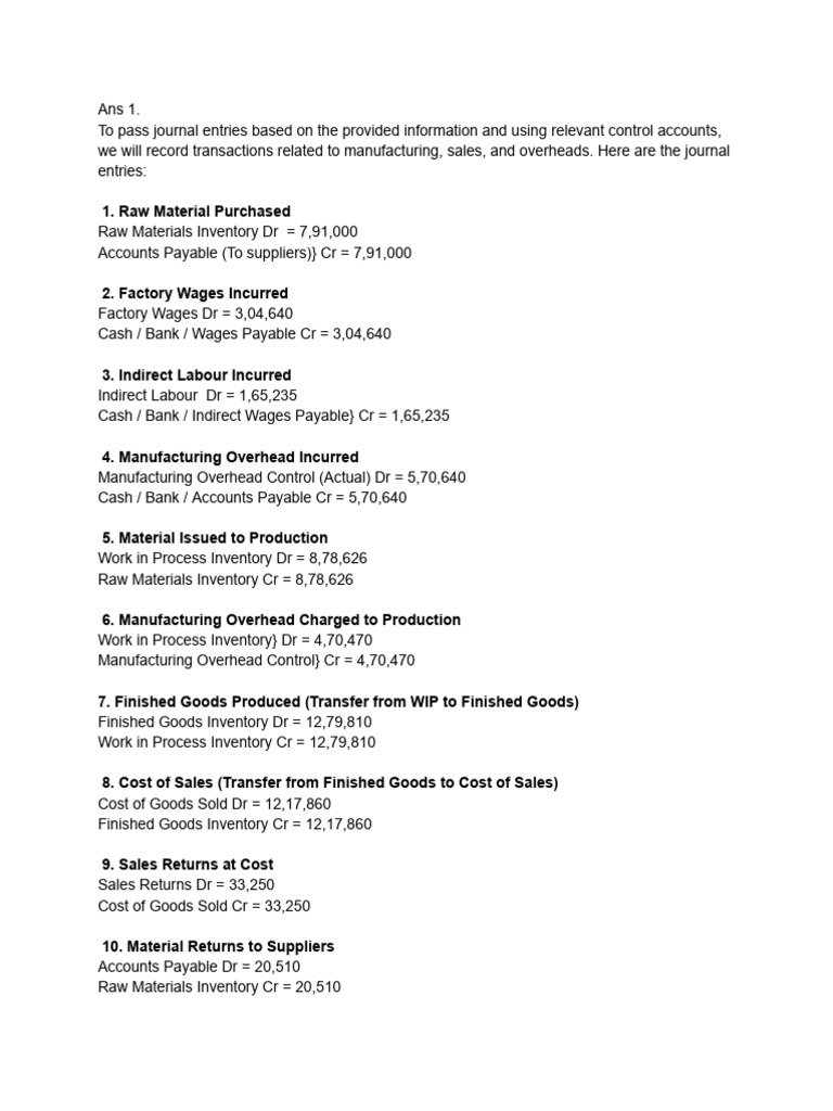 Journal Entries and Cost Analysis Guide | PDF | Cost Of Goods Sold ...