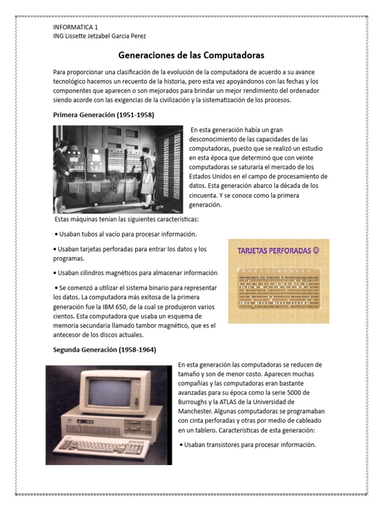 Generaciones de Las Computadoras - 120914 | PDF | Circuito integrado ...