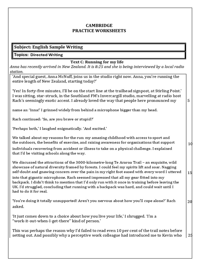 Directed Writing Pdf Tourism Sustainability