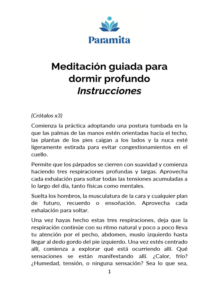Meditación Guiada para Dormir Mejor | PDF | Mano | Respiración
