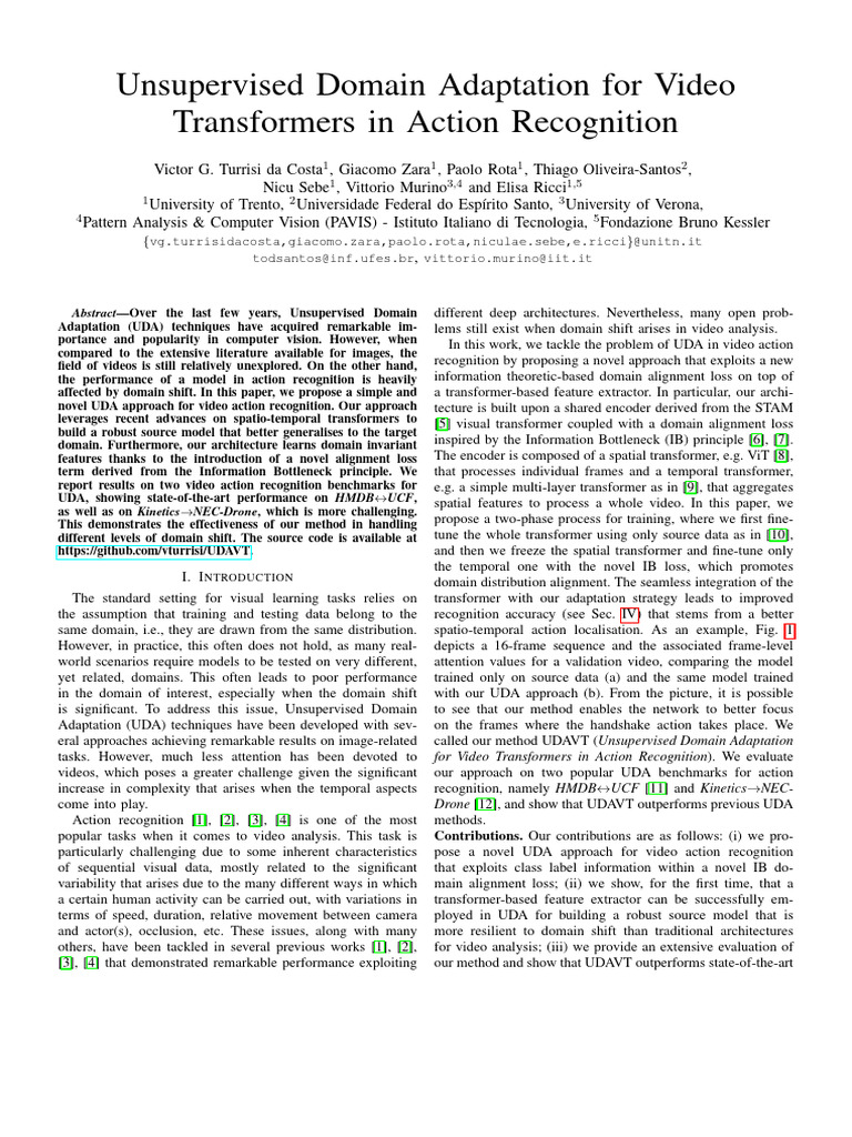 Unsupervised Domain Adaptation for Video Action Recognition | PDF ...
