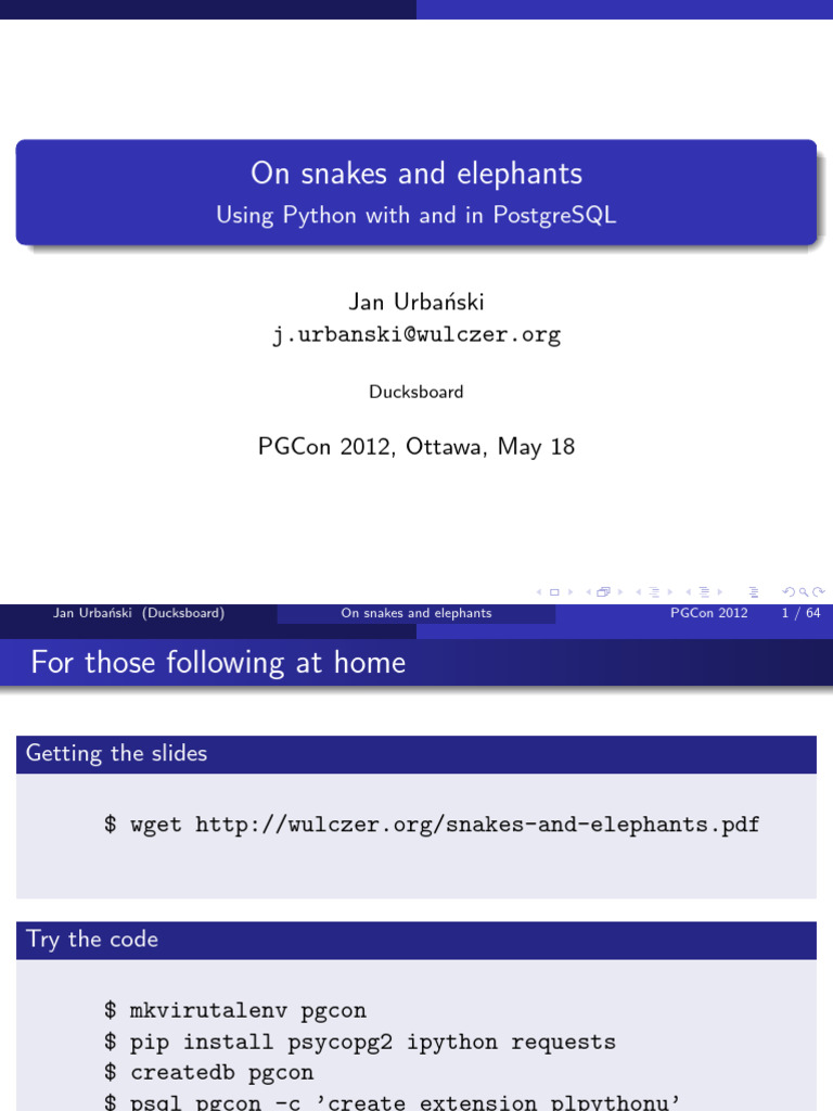 240_snakes-and-elephants | PDF | Postgre Sql | Sql