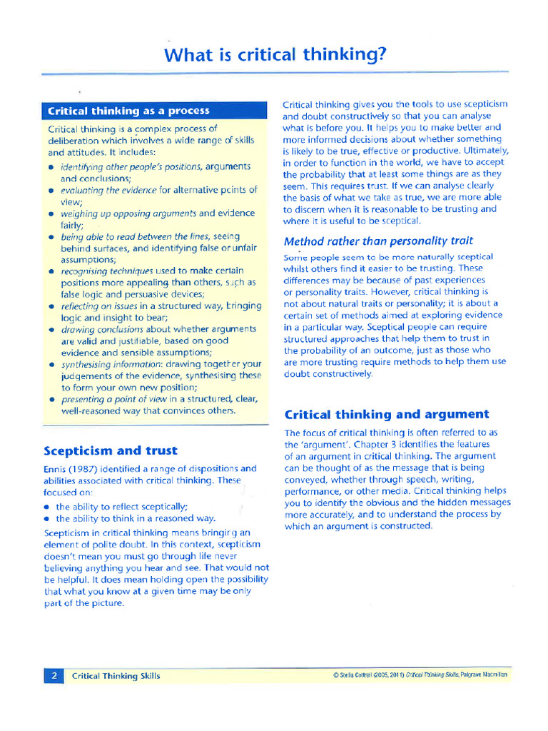 What Is Critical Thinking Cottrell 2011 Pp 2 4 Pdf