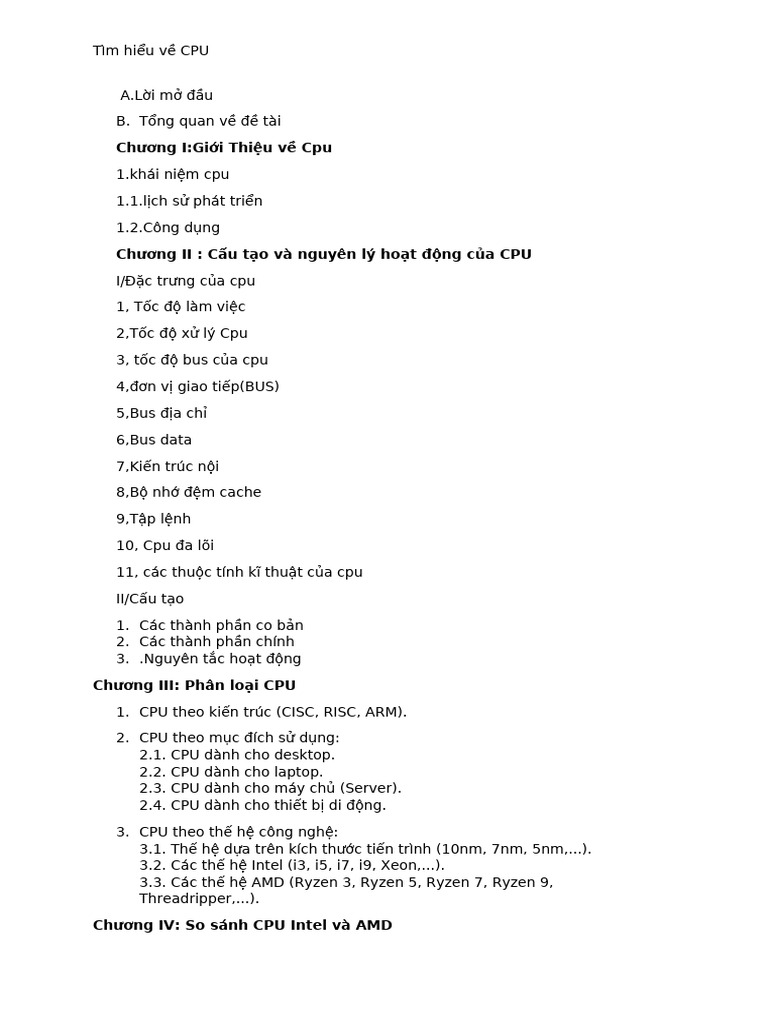 Chương I:Giới Thiệu về Cpu | PDF