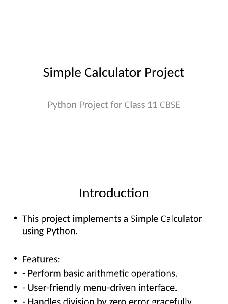 Simple calculator project pdf