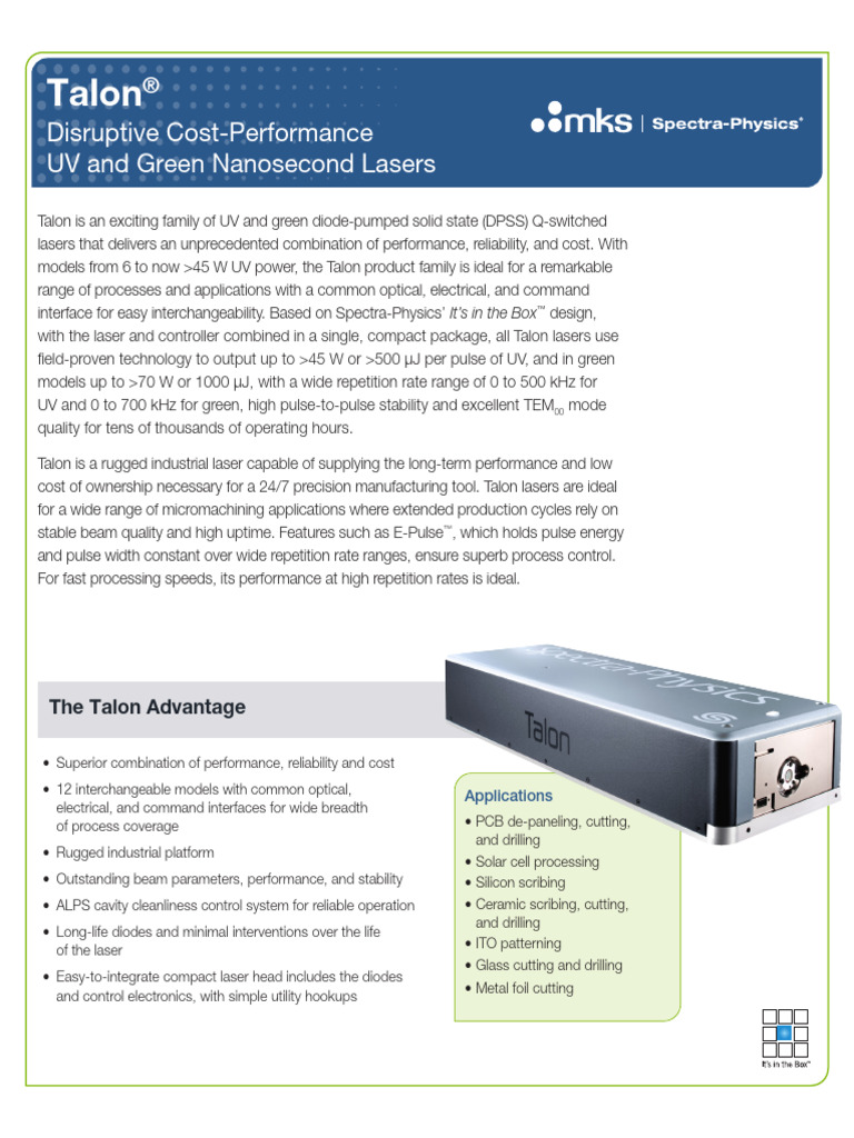 Talon® UV and Green Laser Overview | PDF | Laser | Optics