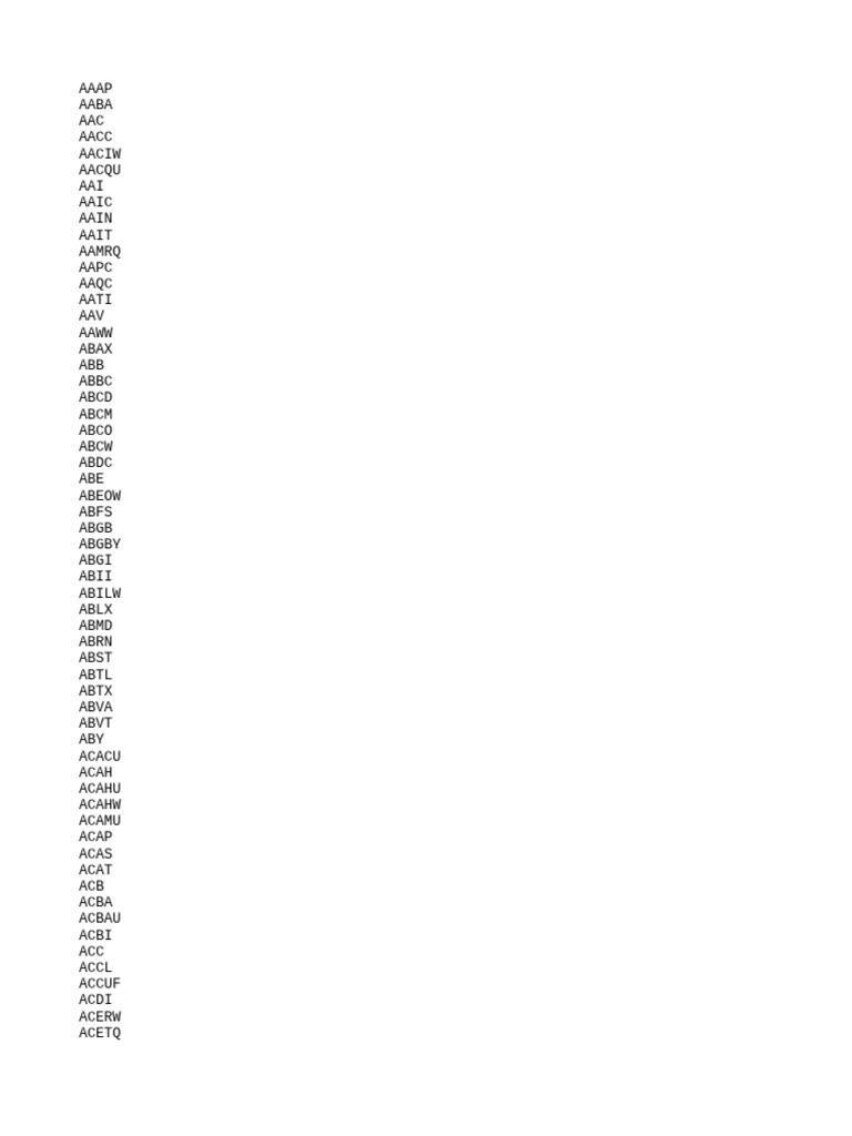 Comprehensive List of Stock Tickers | PDF