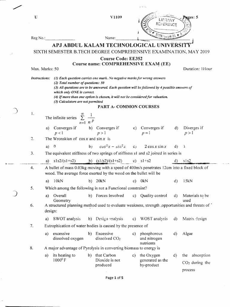 s6 Ee Comprehensive Exam May 2019 1 | PDF