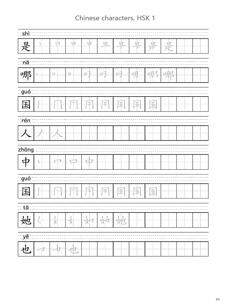 Chinese Characters, L2, W1 | PDF