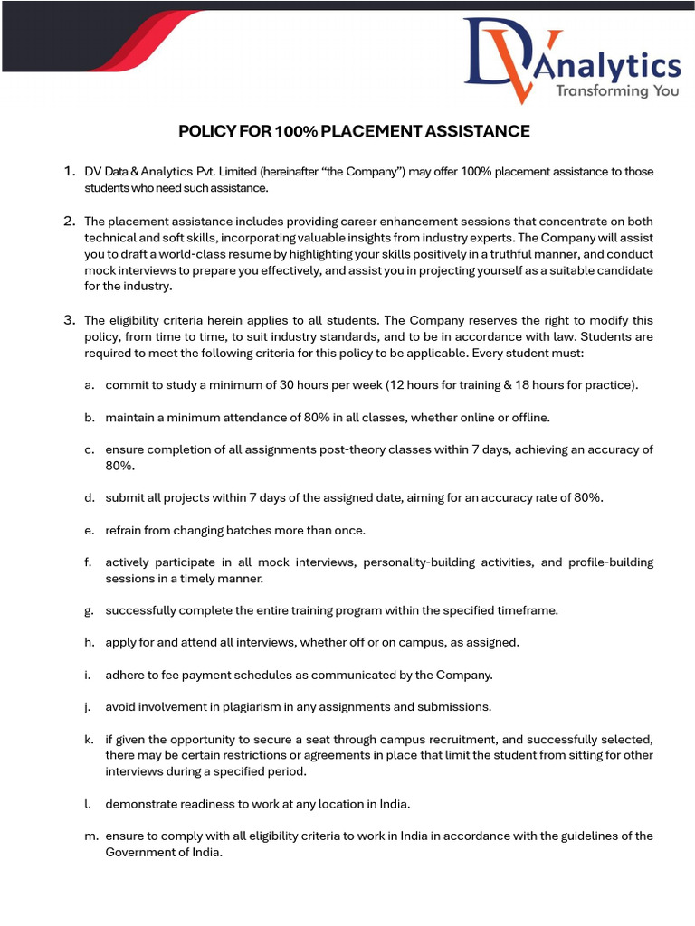 DV Placement Assistance Policy | PDF