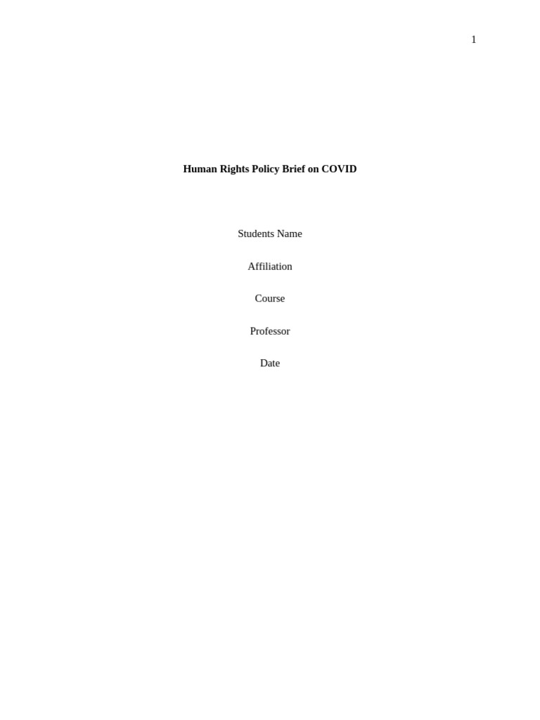 Human Rights Policy Brief On COVID | PDF | Public Health | Policy