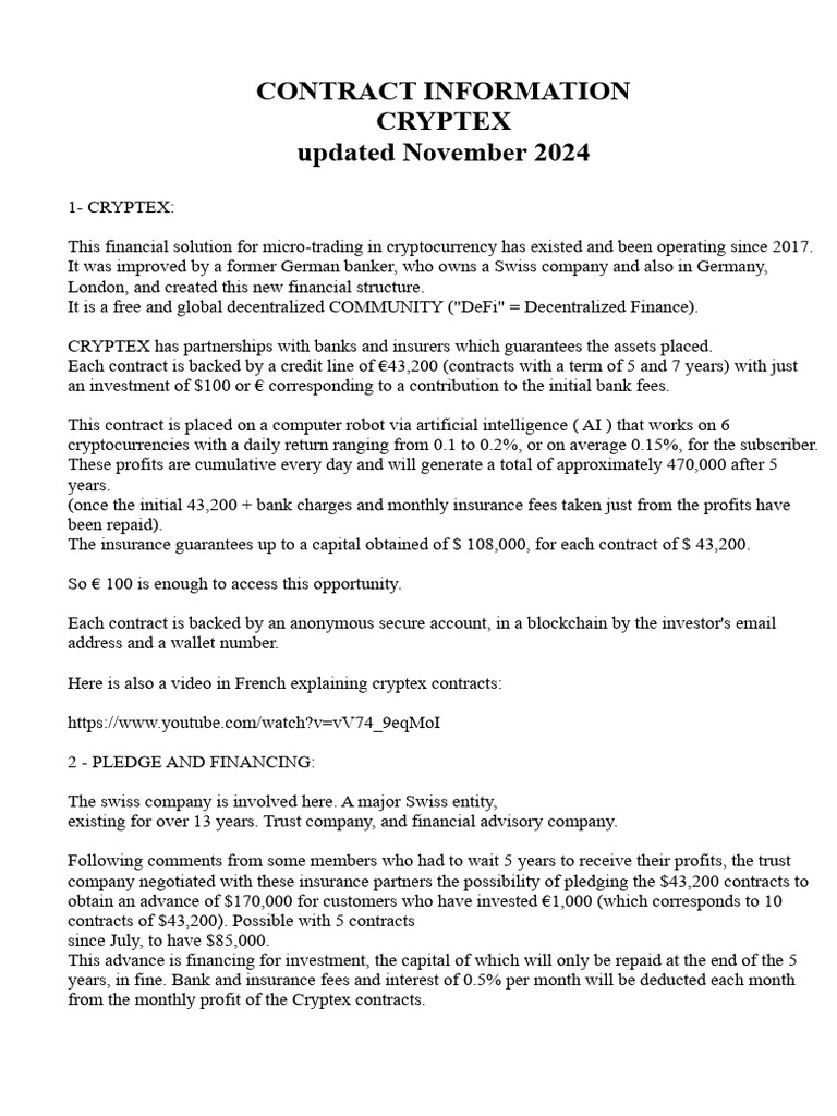 Cryptex DeFi Contract Overview | PDF | Cryptocurrency | Insurance