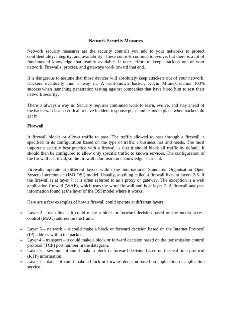 Essential Network Security Measures Guide | PDF | Internet Protocol ...