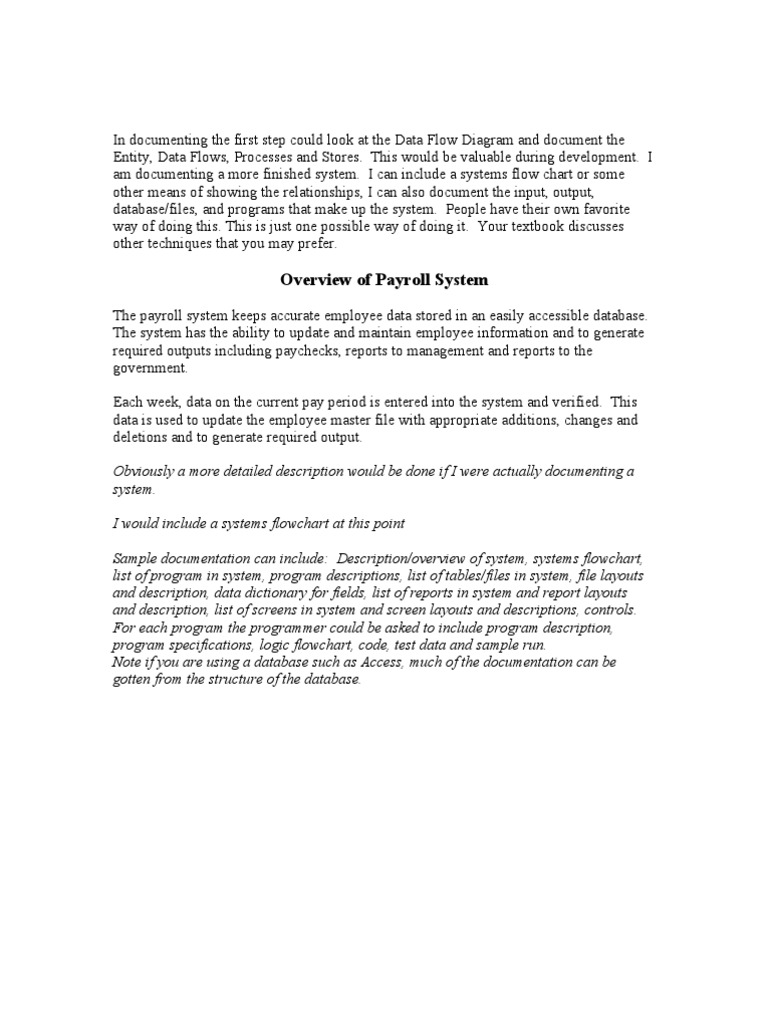 Payroll System Documentation Overview | PDF | Business | Computers