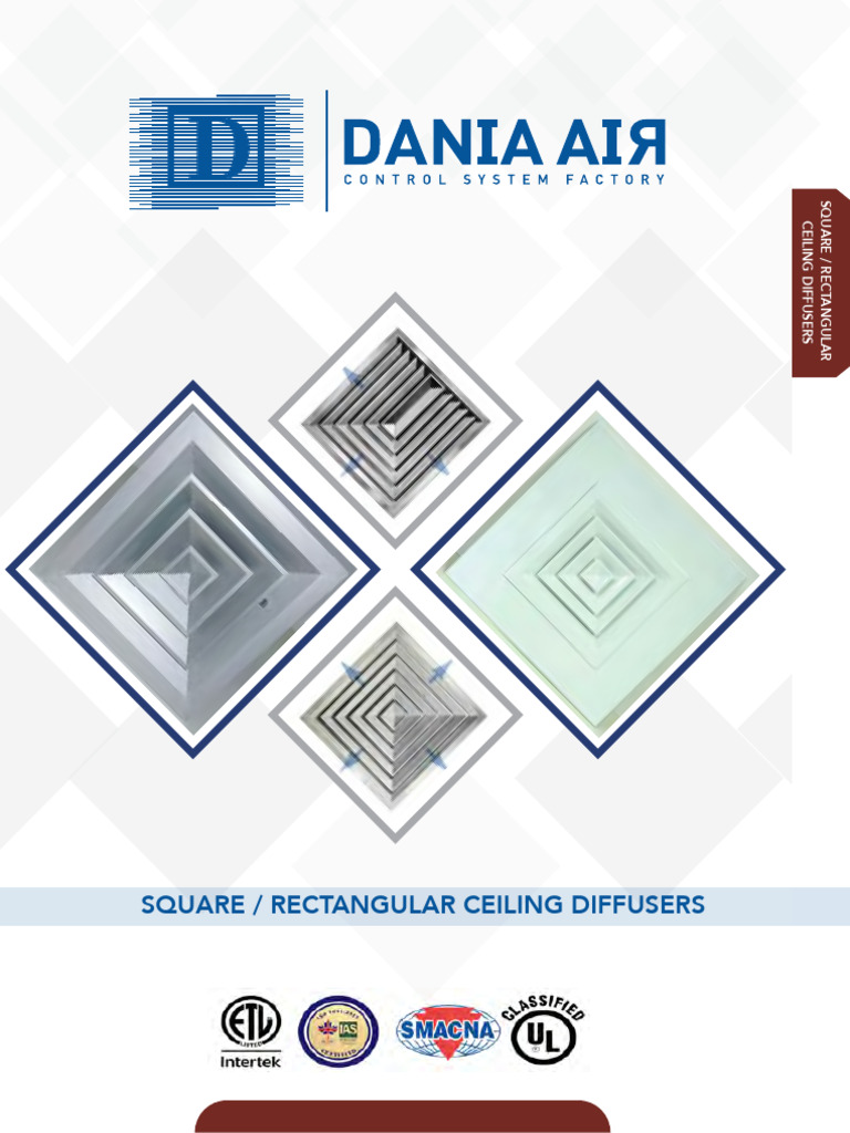 Square & Rectangular Ceiling Diffusers | PDF | Duct (Flow) | Building ...