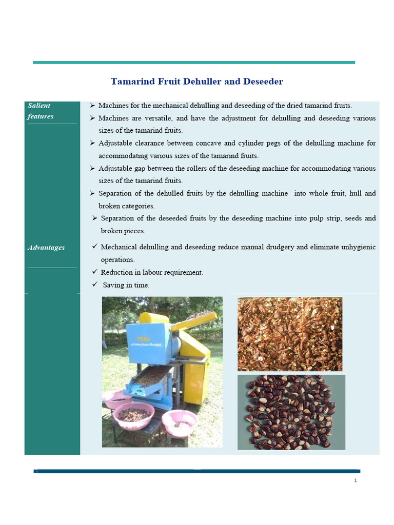 Tamarind Dehulling and Deseeding Machine | PDF | Agriculture
