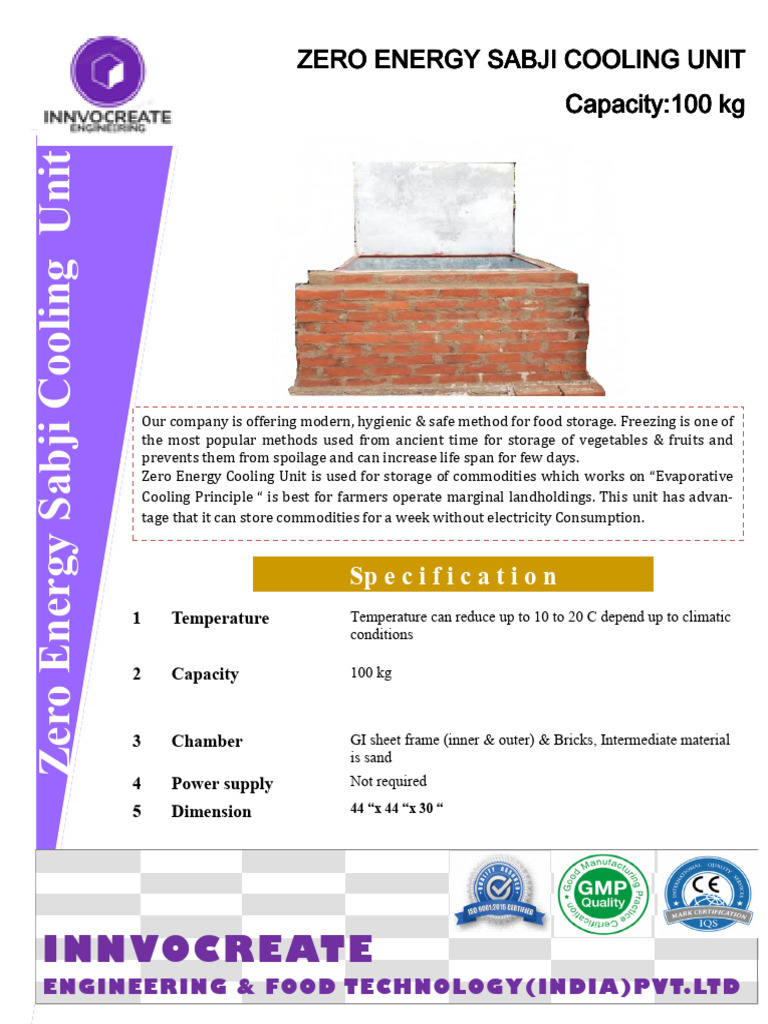 Zero Energy Sabji Cooling Unit | PDF | Vegetables