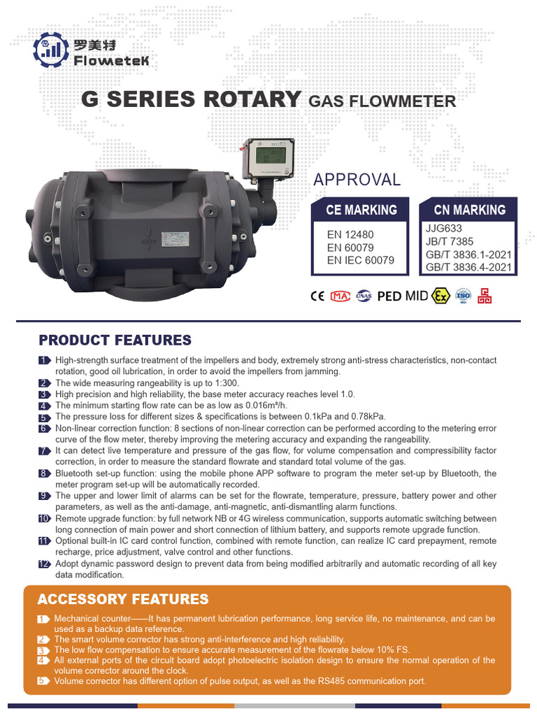 G Series Rotary Gas Flowmeter Overview | PDF | Flow Measurement ...