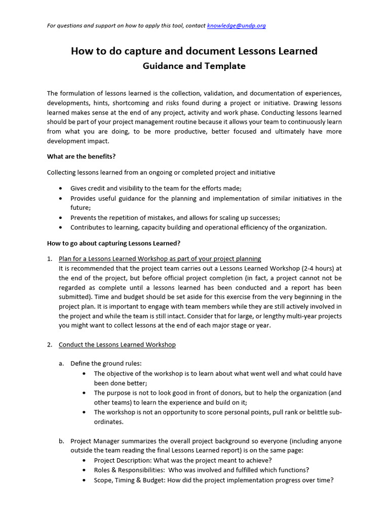 Capturing Lessons Learned In Projects Pdf Project Management Business
