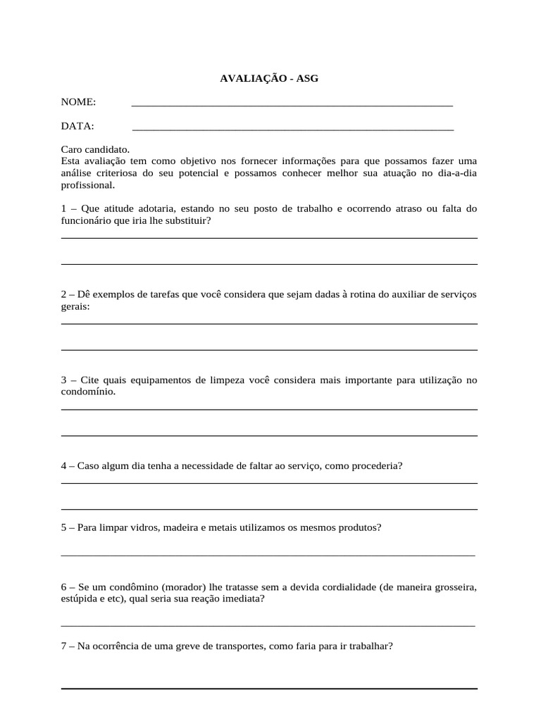 Avaliação de Candidatos - ASG | PDF