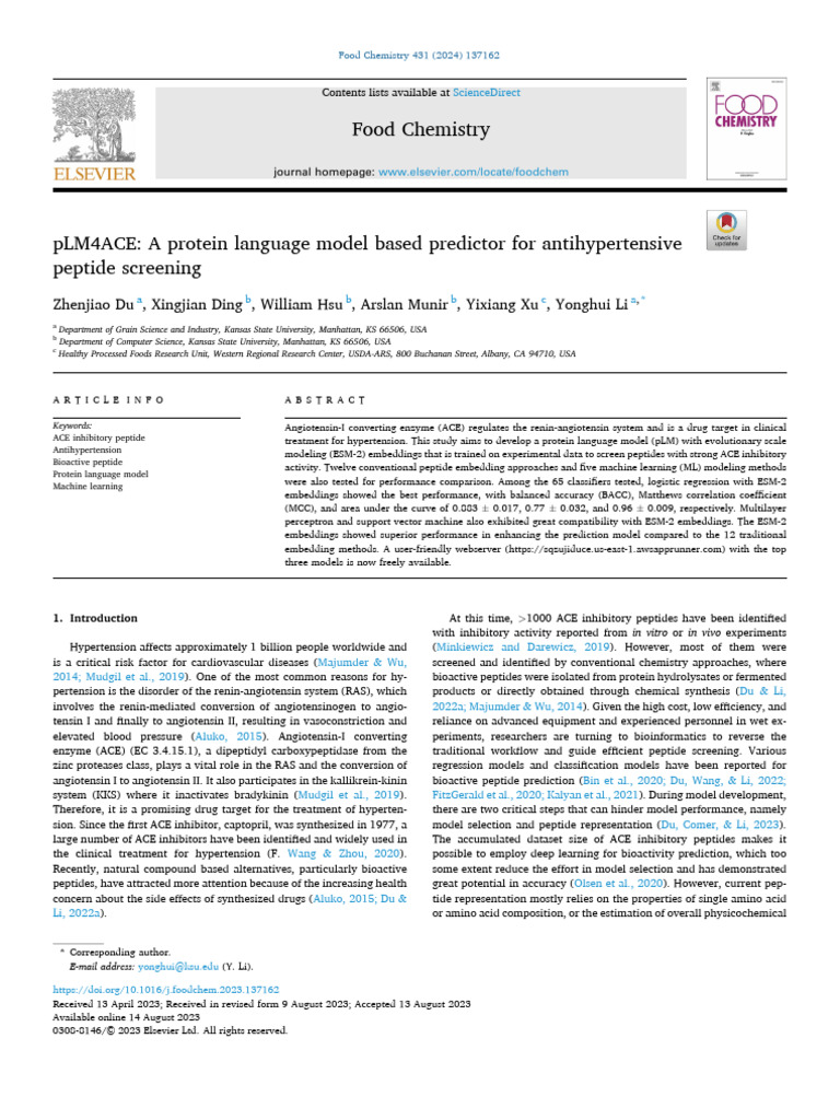 pLM4ACE: A Protein Language Model Based Predictor For Antihypertensive ...