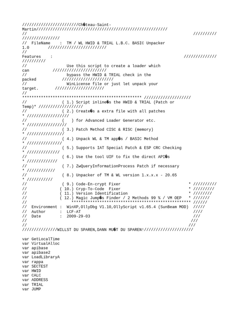 WinLicense HWID Unpacker Script | PDF | Computing | Computer Architecture