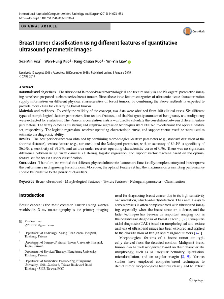 Breast Tumor Classification Using Different Features of Quantitative ...