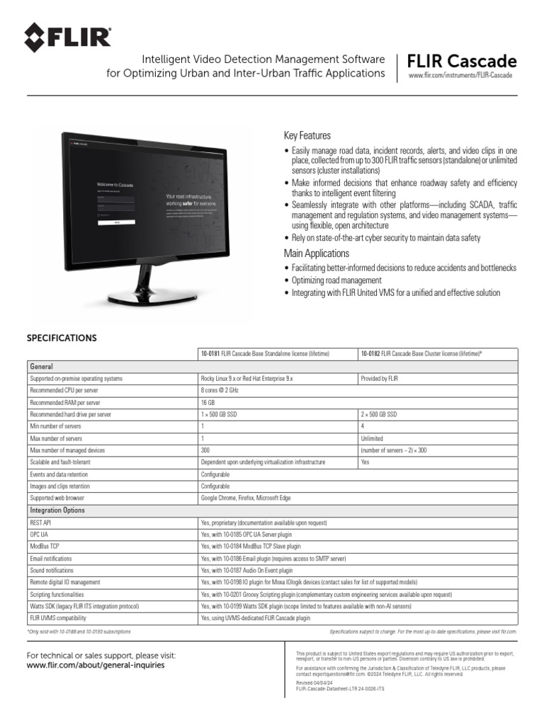 FLIR Cascade Datasheet LTR 24-0026-ITS | PDF | Server (Computing ...