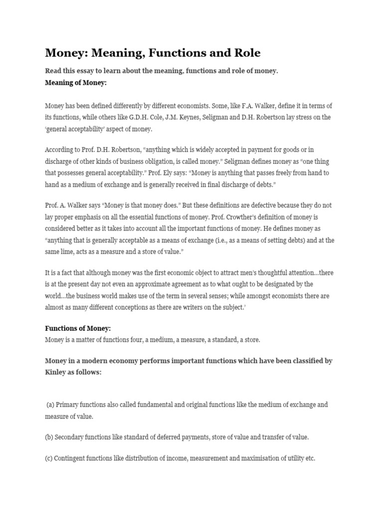 Unit 4 Money (module) | PDF | Money | Inflation