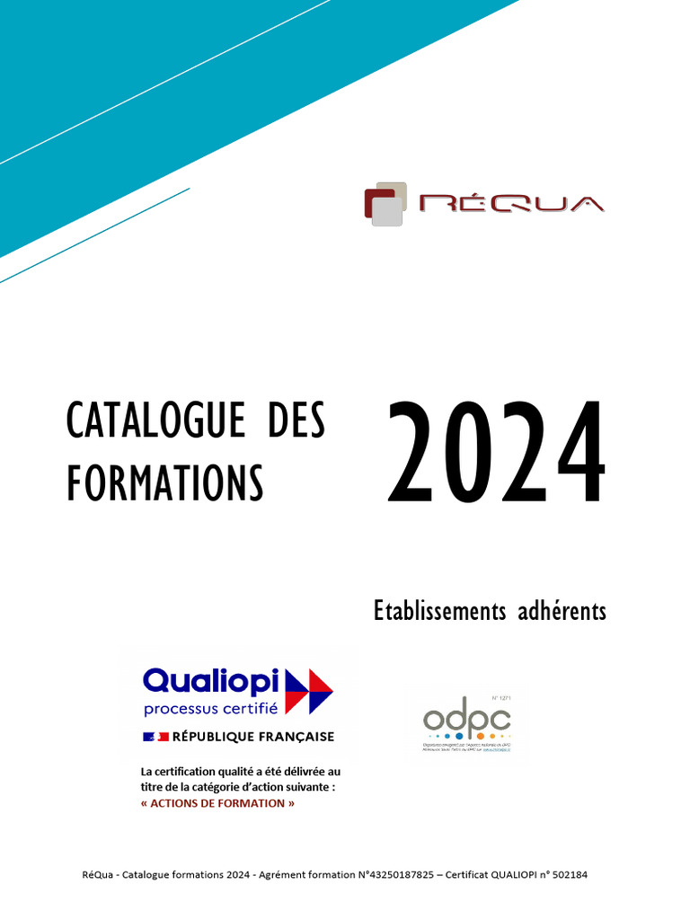 Catalogue des Formations 2024 RéQua | PDF | Technologies de l'éducation ...