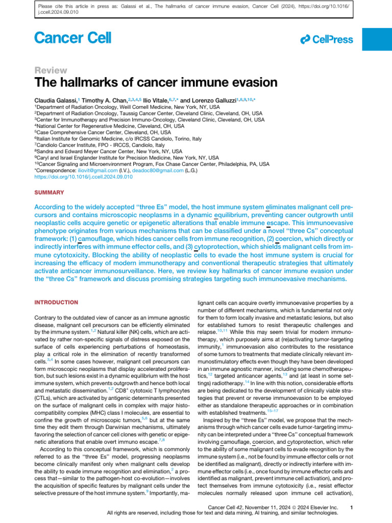 Cancer Immune Evasion: The Three Cs | PDF | Natural Killer Cell ...