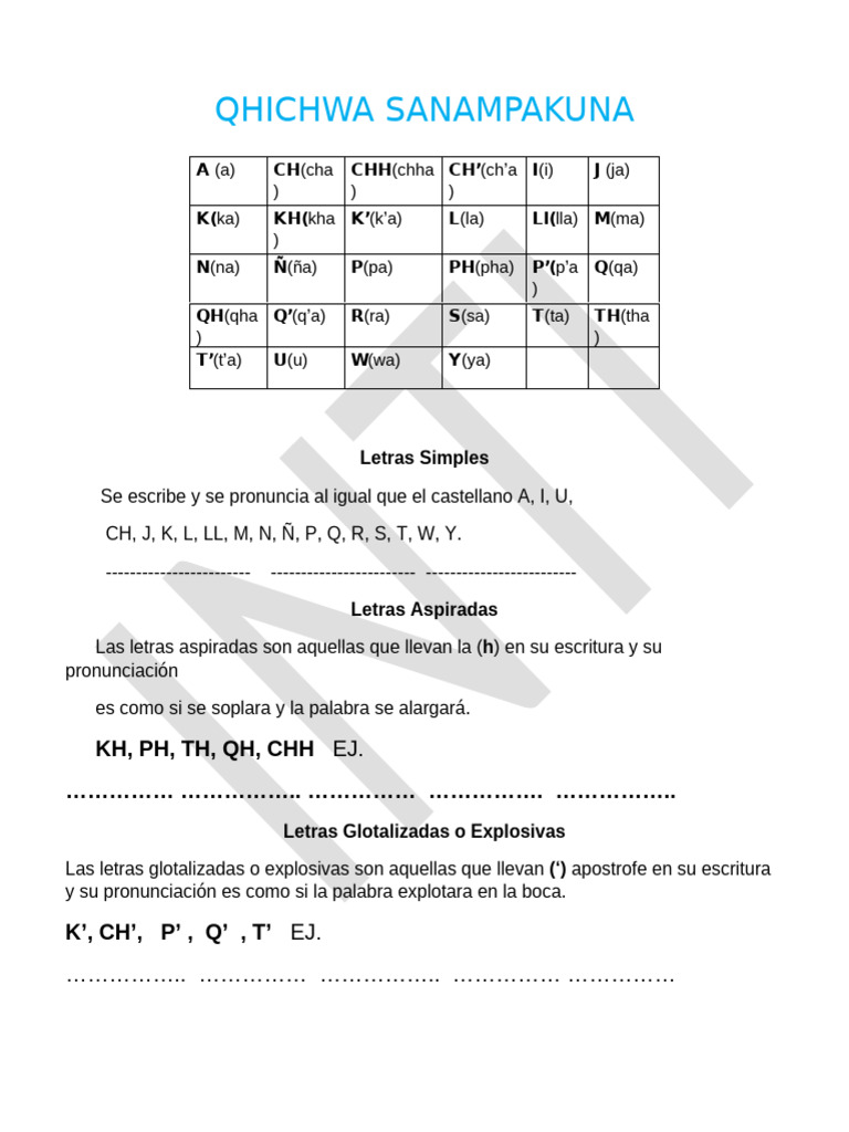 Letras y Frases en Quechua | PDF