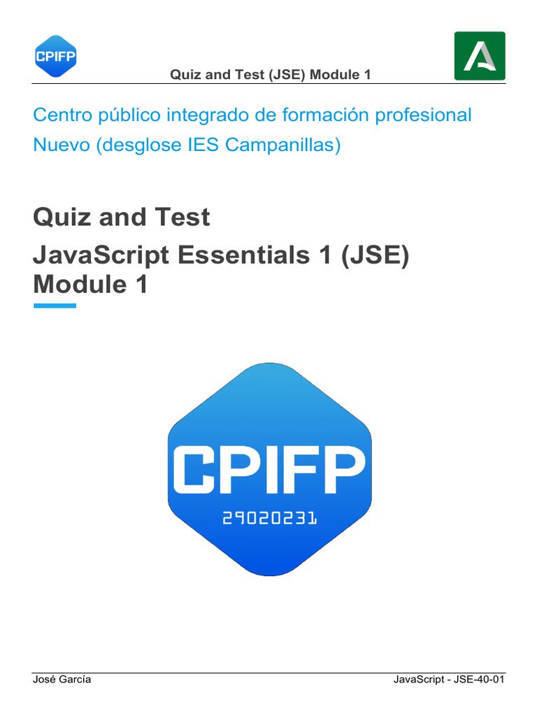 Quiz and Test Module 1 | PDF | Html | Java Script
