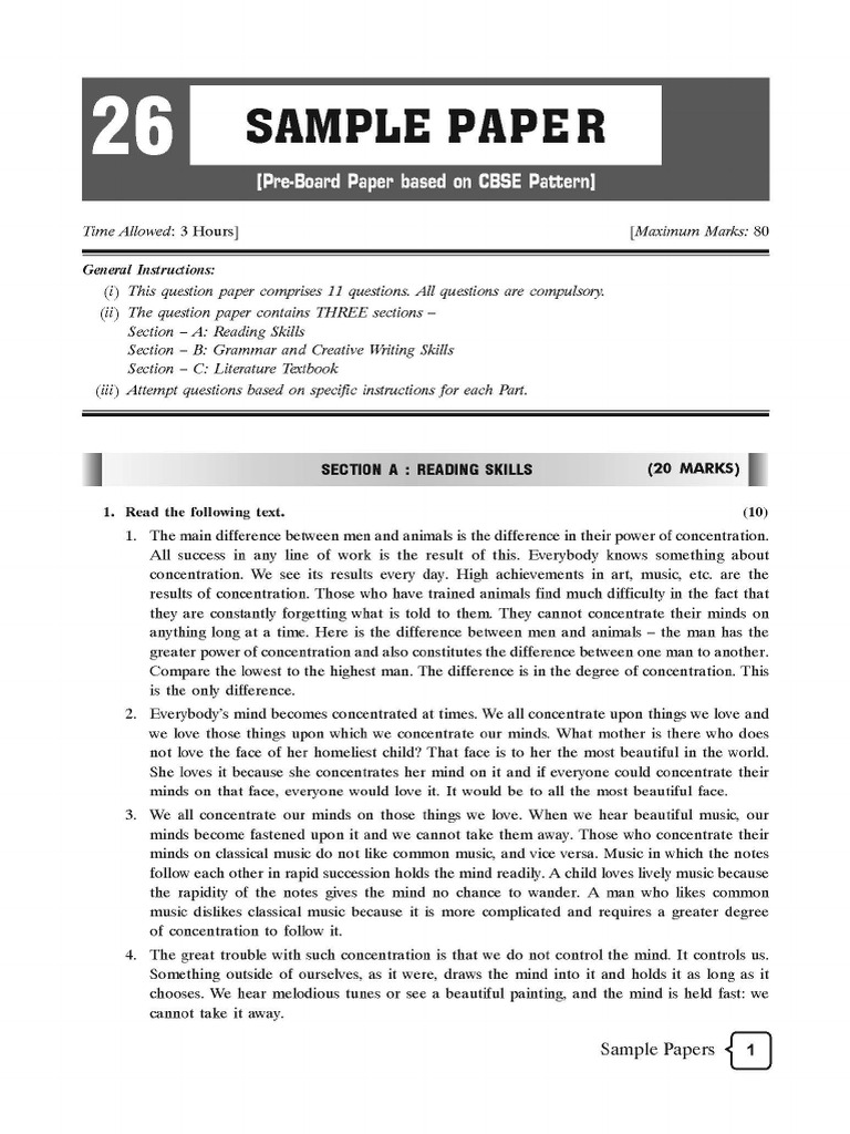 Sample Paper 26 | PDF