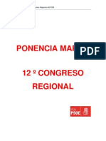 Ponencia Marco Del 12º Congreso Regional Ordinario Del PSM-PSOE