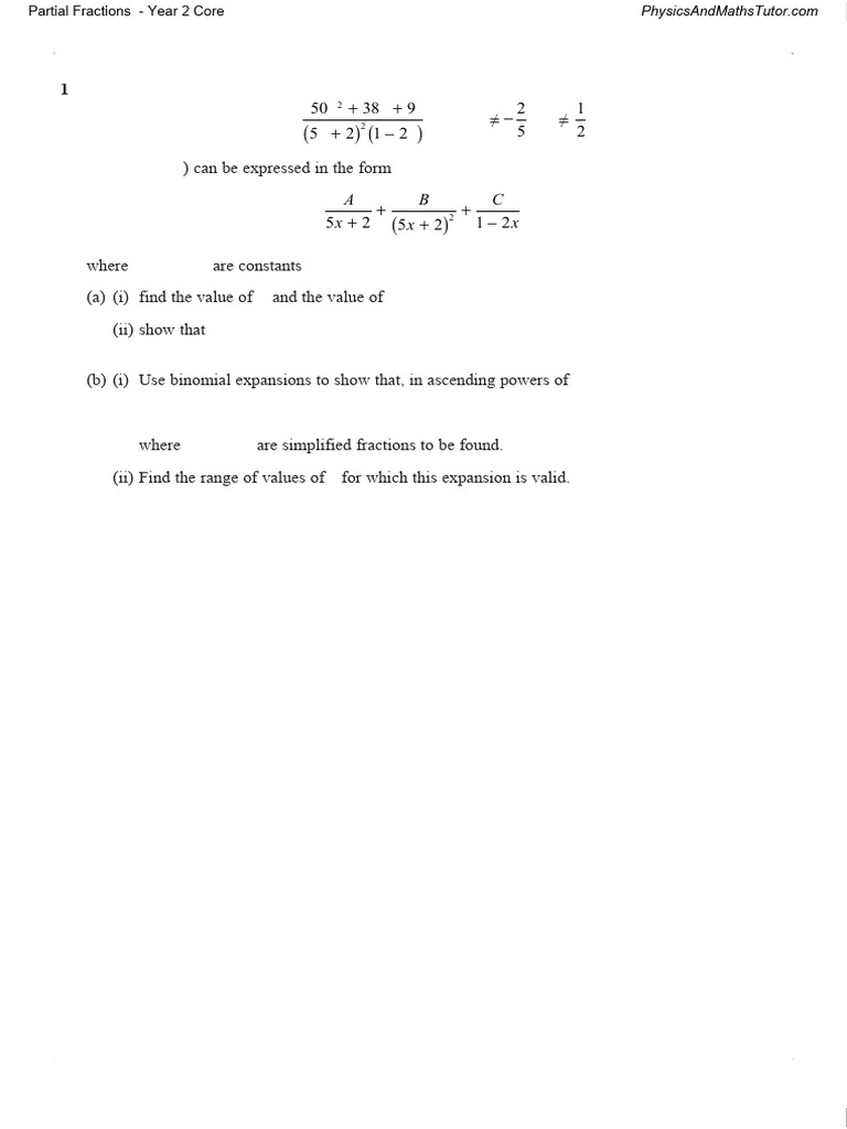 Partial Fractions QP | PDF | Equations | Mathematical Objects