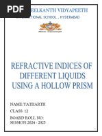 Refractive Indices Using Hollow Prism | PDF | Prism | Refraction