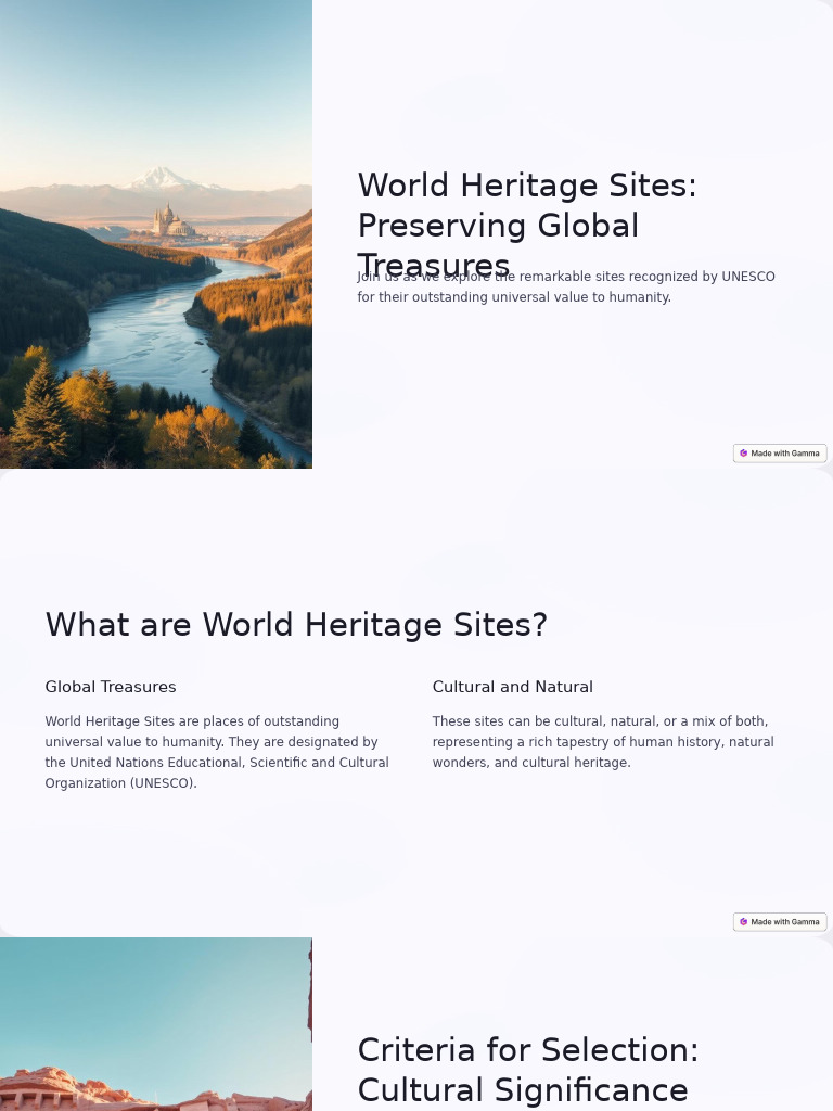 World Heritage Sites Preserving Global Treasures | PDF | Conservation ...