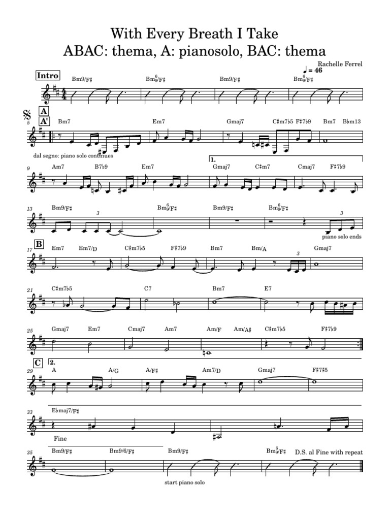 With Every Breath I Take Rachelle Ferrel Version PDF