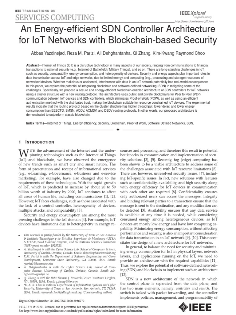 IoT SDN Architecture for Energy & Security | PDF | Computer Network ...