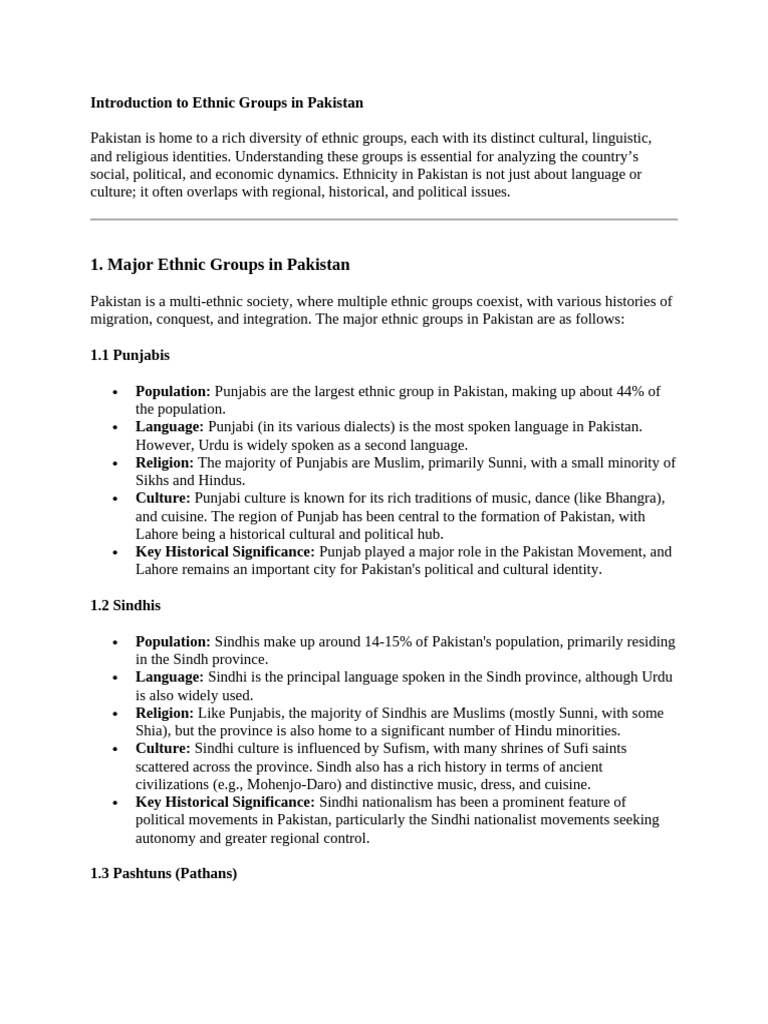 Ethnic Diversity in Pakistan Explained | PDF | Pakistan | Pashtuns