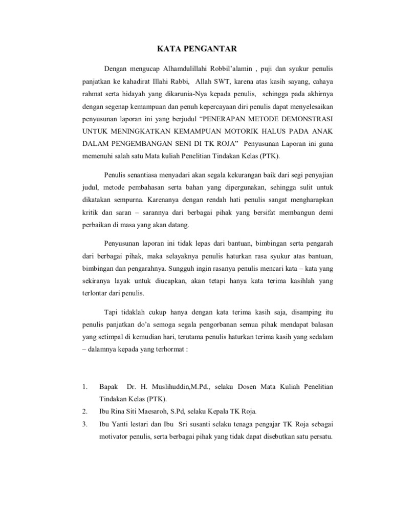 Contoh Laporan Penelitian Tindakan Kelas Paud Rismax