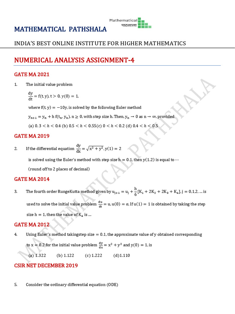 Numerical Analysis Assignments for GATE | PDF | Algebra | Mathematical ...