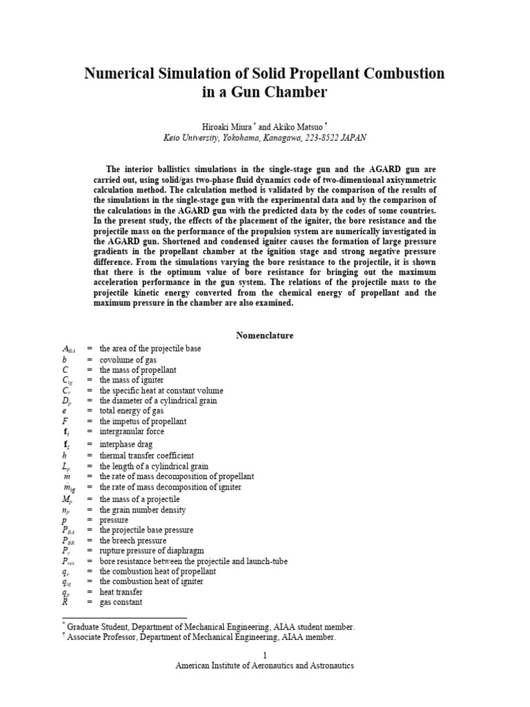 Solid Propellant Combustion Simulation | PDF | Ballistics | Gun