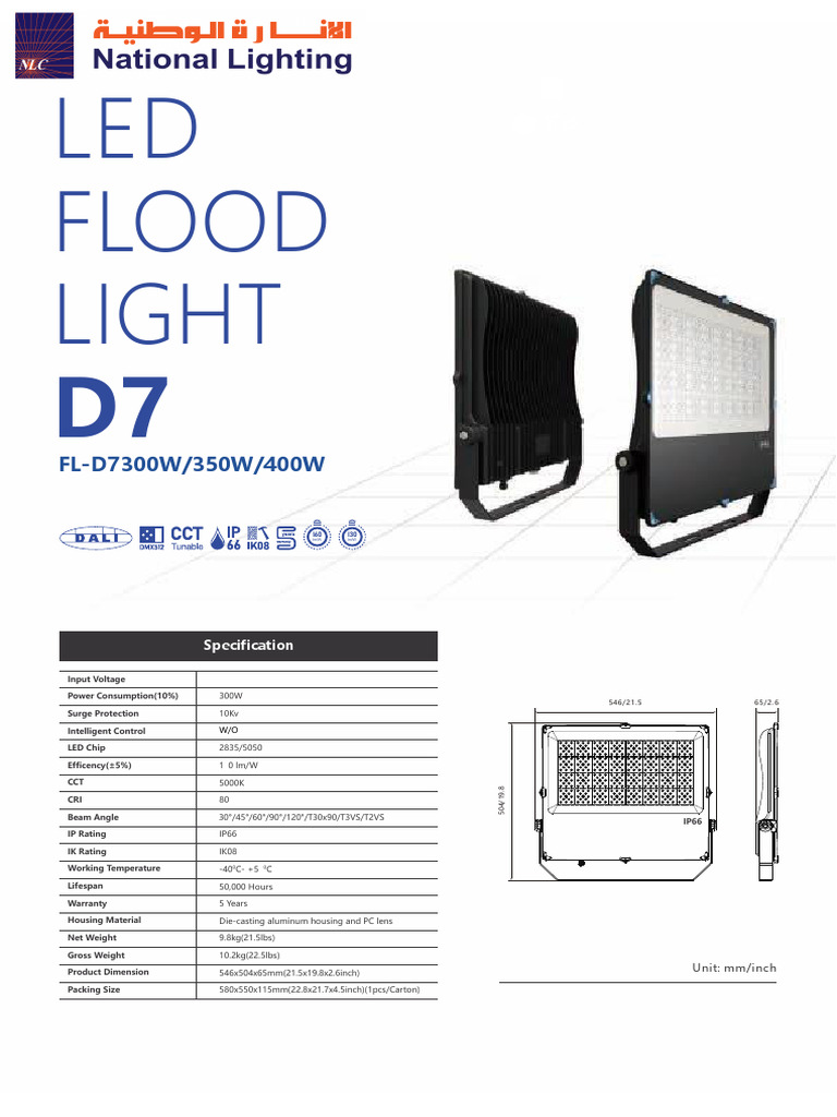 LED Flood Light Specifications Guide | PDF