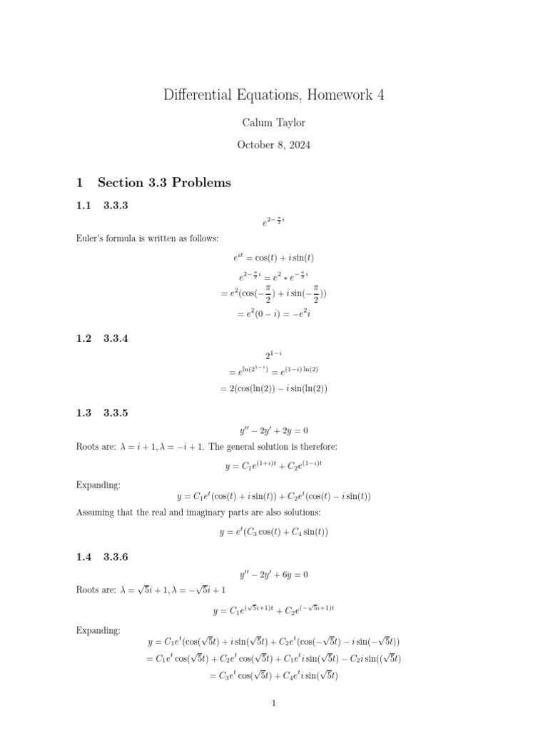 Hw 4 Pdf Mathematical Objects Calculus